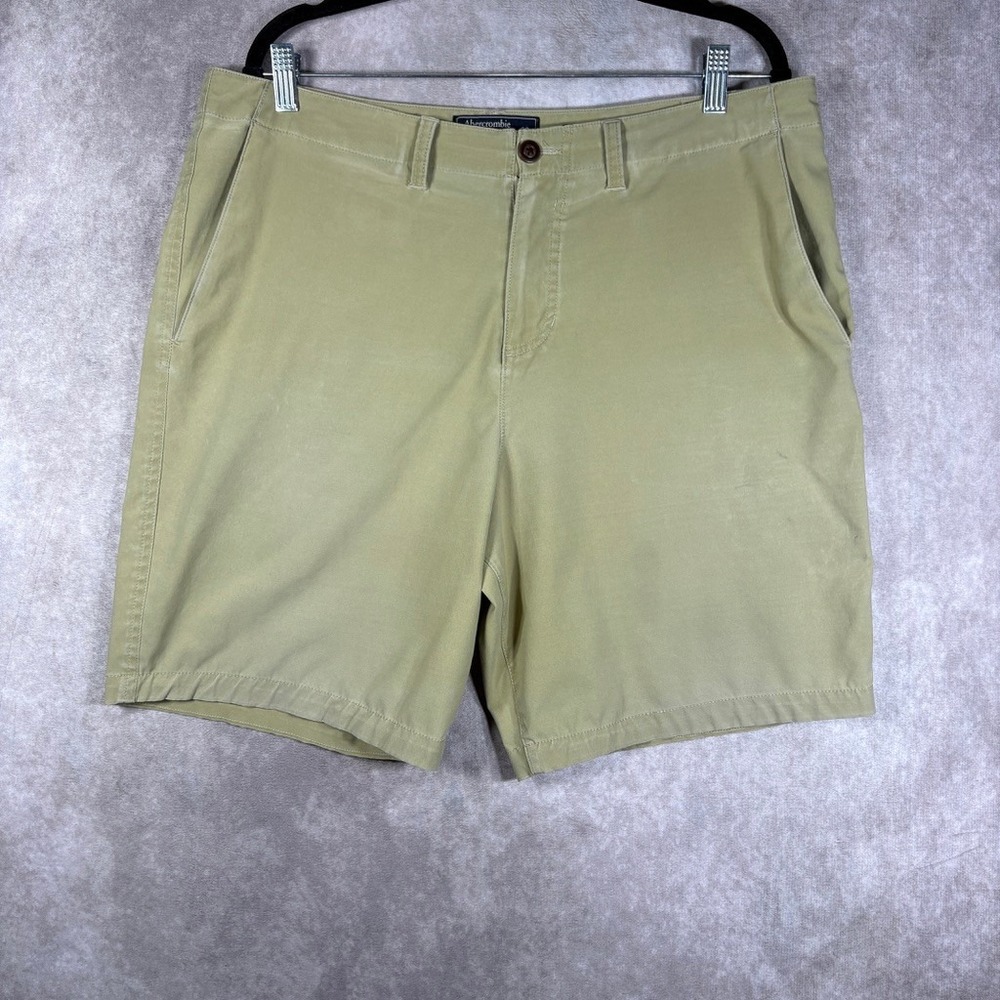 Abercrombie & Fitch Shorts Mens Size 36 Tan Chino Flat Front Casual Khaki Cotton